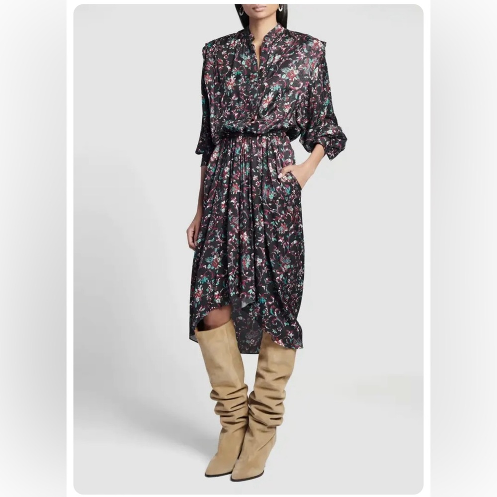 $695 ISABEL MARANT ÉTOILE Okleya floral jacquard midi dress 42 / 12